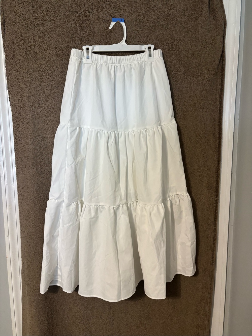 SHEIN White Tiered Maxi Skirt